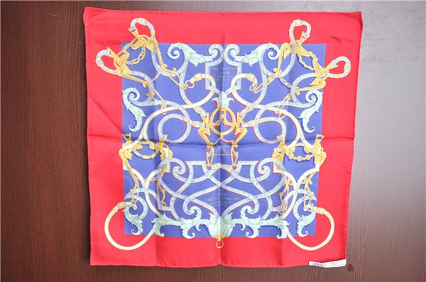 Auth HERMES Petit Carre 40 Scarf Handkerchief "L'Instruction" Silk Red J7848