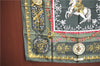 Authentic HERMES Carre 90 Scarf "LVDOVICVS MAGNVS" Silk Khaki Green J7857