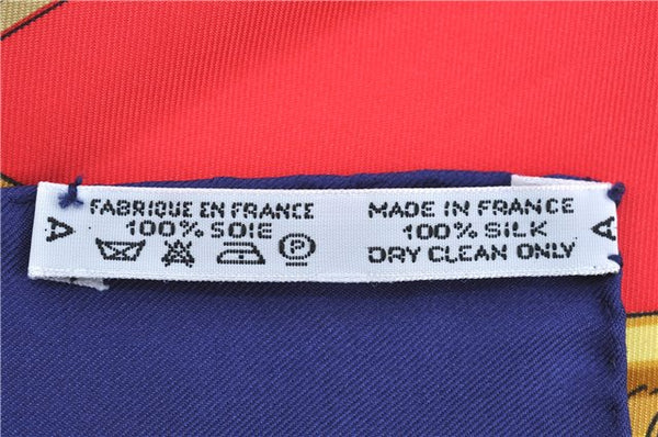 Authentic HERMES Carre 90 Scarf "HOMMAGE A CHARLES GARNIER" Silk Navy Box J7859