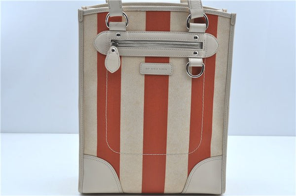 Authentic BURBERRY Vintage Canvas Leather Shoulder Tote Bag Ivory Orange J7862