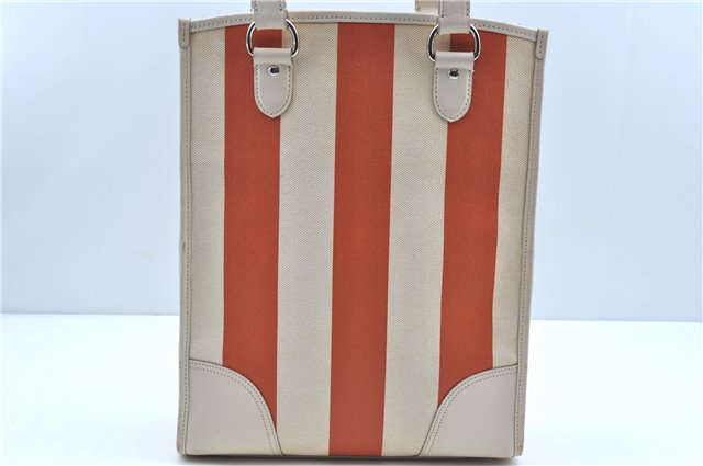 Authentic BURBERRY Vintage Canvas Leather Shoulder Tote Bag Ivory Orange J7862