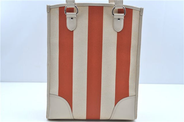 Authentic BURBERRY Vintage Canvas Leather Shoulder Tote Bag Ivory Orange J7862