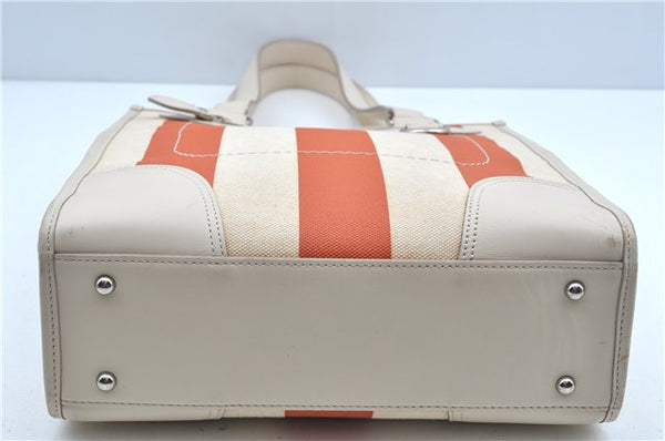 Authentic BURBERRY Vintage Canvas Leather Shoulder Tote Bag Ivory Orange J7862