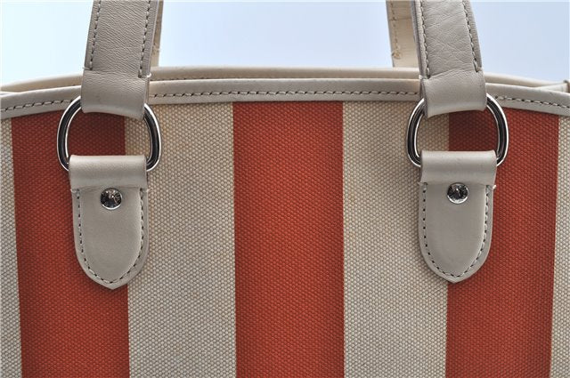 Authentic BURBERRY Vintage Canvas Leather Shoulder Tote Bag Ivory Orange J7862