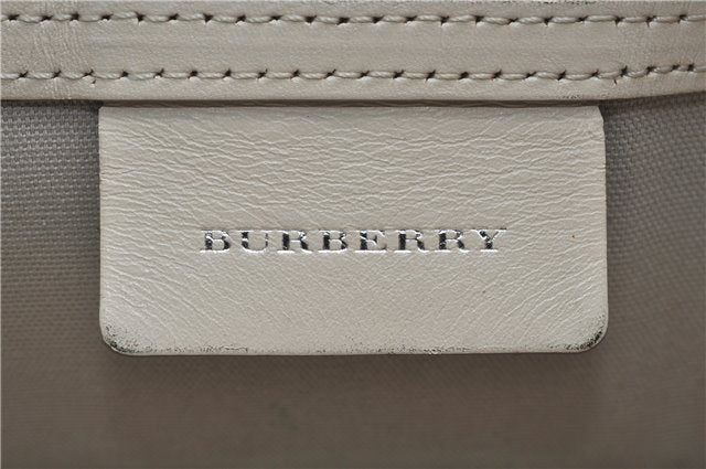 Authentic BURBERRY Vintage Canvas Leather Shoulder Tote Bag Ivory Orange J7862