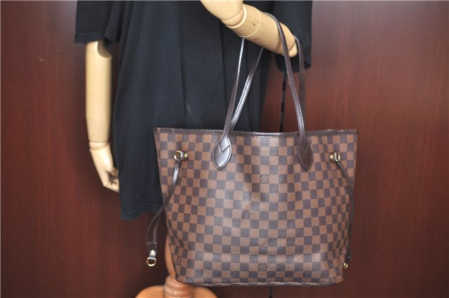Authentic Louis Vuitton Damier Neverfull MM Shoulder Tote Bag N51105 LV J7866