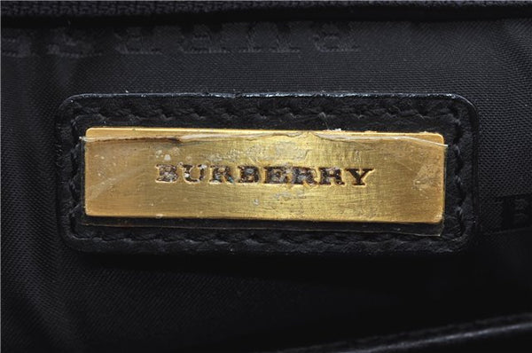 Authentic Burberrys Vintage Clutch Hand Bag Purse Black J7894