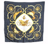 Authentic HERMES Carre 90 Scarf "SPRINGS" Silk Black J7990