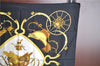 Authentic HERMES Carre 90 Scarf "SPRINGS" Silk Black J7990