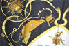 Authentic HERMES Carre 90 Scarf "SPRINGS" Silk Black J7990