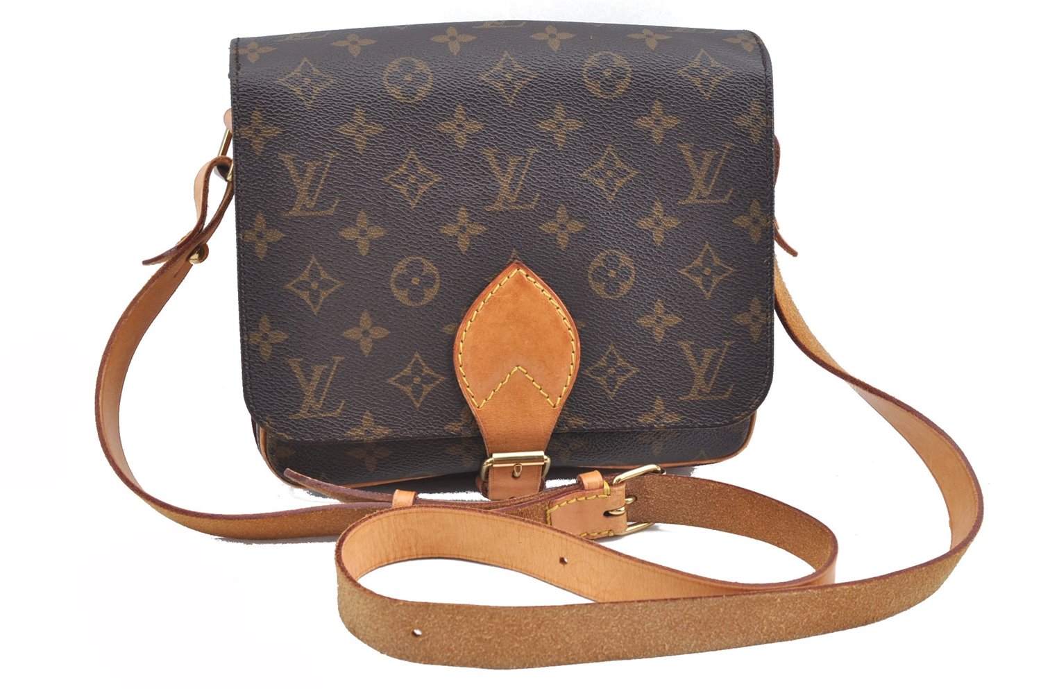 Authentic Louis Vuitton Monogram Cartouchiere MM M51253 Shoulder Cross Bag J8019