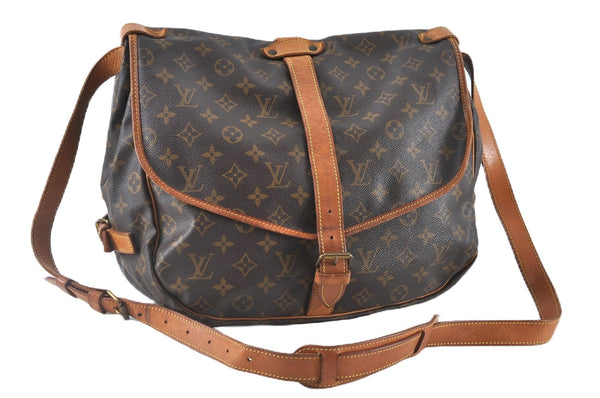 Authentic Louis Vuitton Monogram Saumur 35 Shoulder Cross Bag M42254 LV J8059