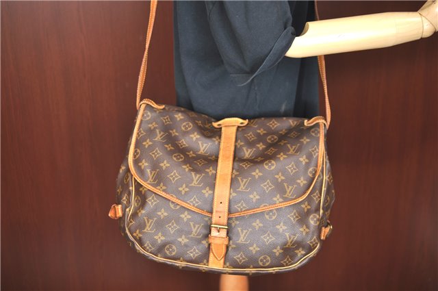 Authentic Louis Vuitton Monogram Saumur 35 Shoulder Cross Bag M42254 LV J8059