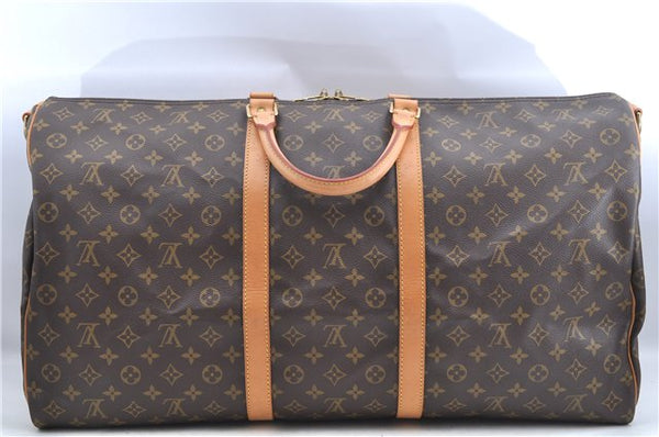 Authentic Louis Vuitton Monogram Keepall Bandouliere 60 M41412 Boston Bag J8068