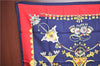 Authentic HERMES Carre 90 Scarf "parures des sables" Silk Navy Blue J8074