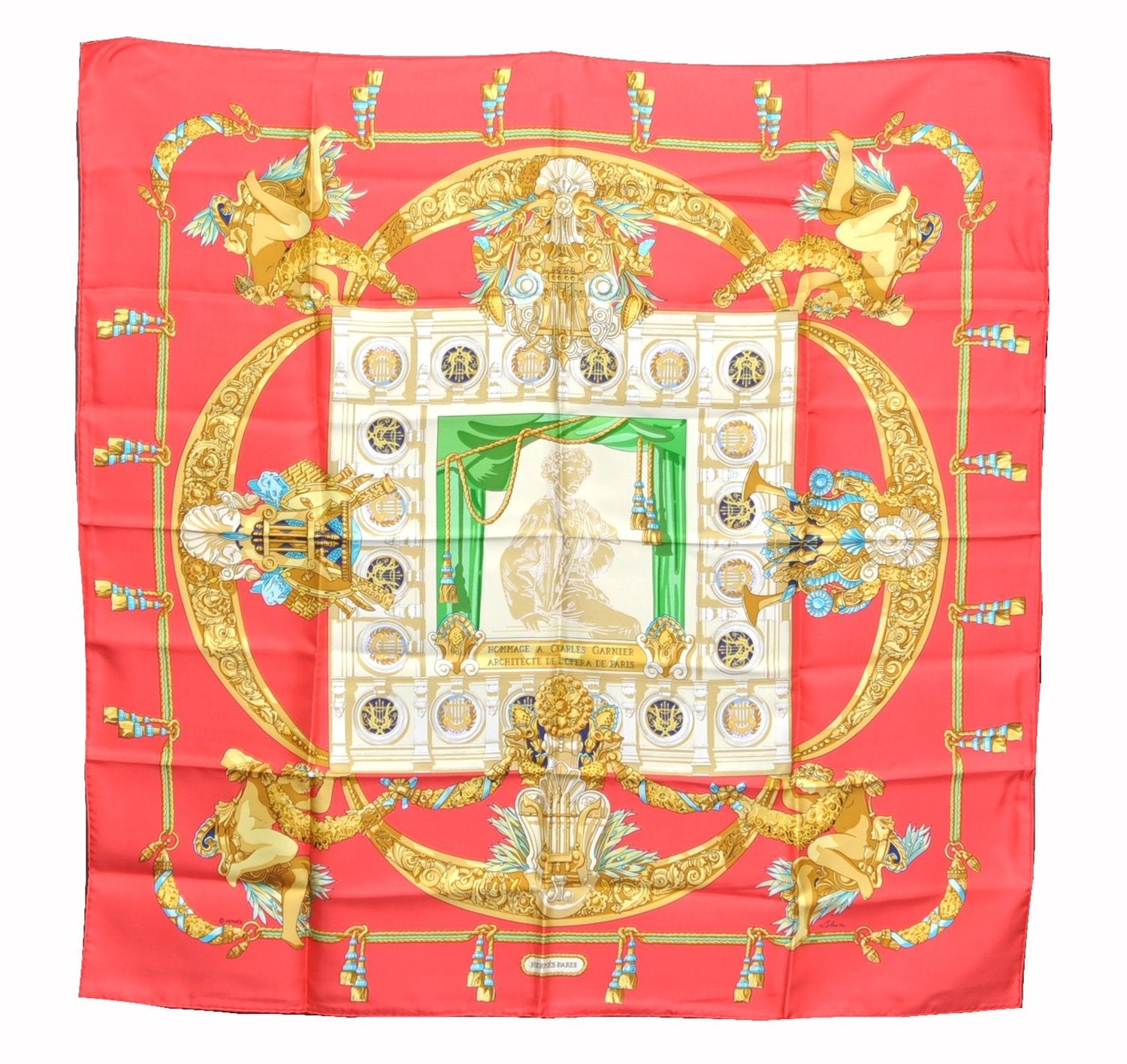 Auth HERMES Carre 90 Scarf 