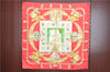 Auth HERMES Carre 90 Scarf "HOMMAGE A CHARLES GARNIER" Silk Red Paper Bag J8075