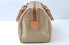 Authentic CELINE Macadam Blason Hand Boston Bag Purse PVC Leather Beige J8095