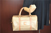 Authentic CELINE Macadam Blason Hand Boston Bag Purse PVC Leather Beige J8095