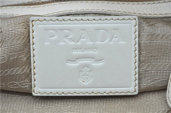 Authentic PRADA Canvas Leather Nappa Shoulder Hand Bag Brown White J8129