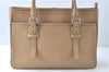 Authentic BURBERRY Vintage Leather Shoulder Tote Bag Beige J8130