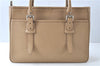 Authentic BURBERRY Vintage Leather Shoulder Tote Bag Beige J8130