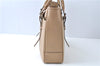 Authentic BURBERRY Vintage Leather Shoulder Tote Bag Beige J8130