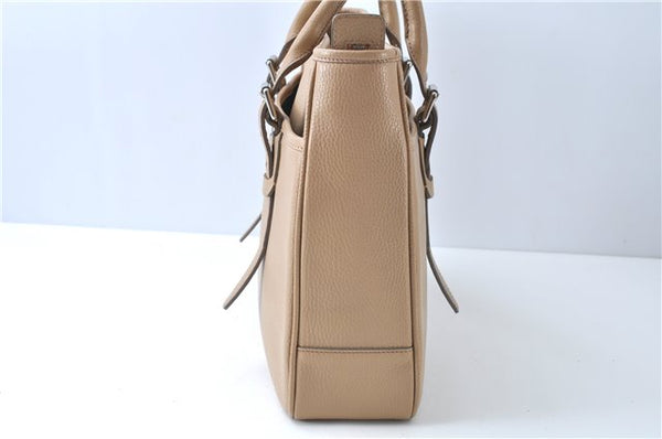 Authentic BURBERRY Vintage Leather Shoulder Tote Bag Beige J8130