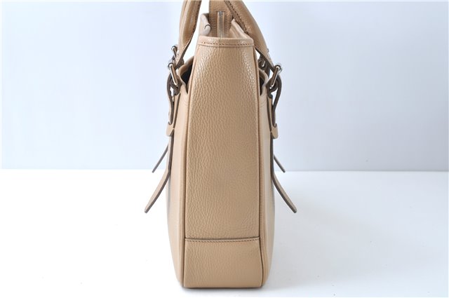 Authentic BURBERRY Vintage Leather Shoulder Tote Bag Beige J8130