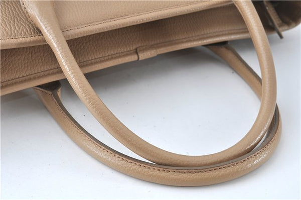 Authentic BURBERRY Vintage Leather Shoulder Tote Bag Beige J8130