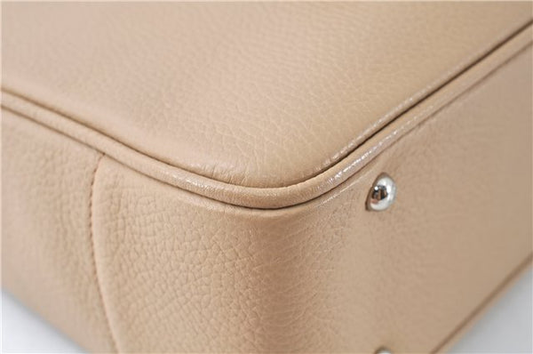 Authentic BURBERRY Vintage Leather Shoulder Tote Bag Beige J8130