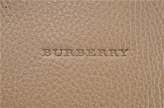 Authentic BURBERRY Vintage Leather Shoulder Tote Bag Beige J8130