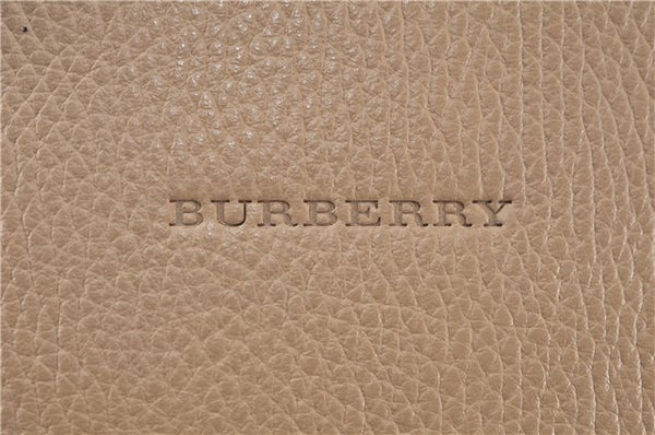 Authentic BURBERRY Vintage Leather Shoulder Tote Bag Beige J8130