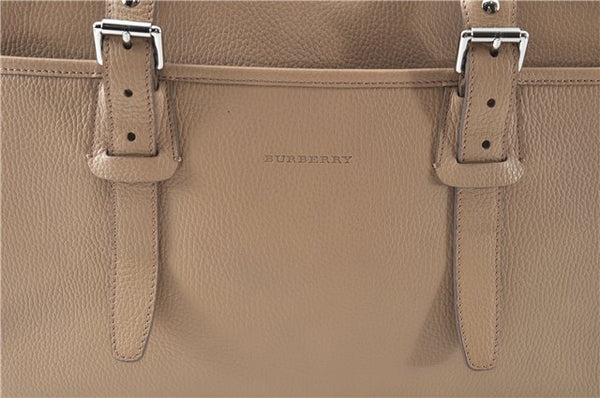 Authentic BURBERRY Vintage Leather Shoulder Tote Bag Beige J8130