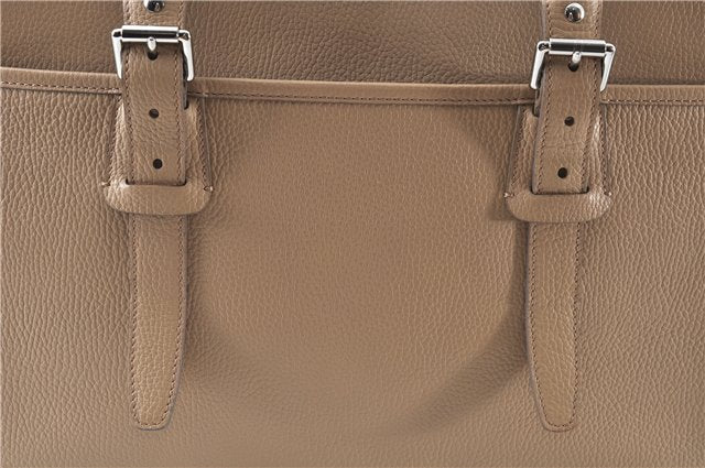 Authentic BURBERRY Vintage Leather Shoulder Tote Bag Beige J8130