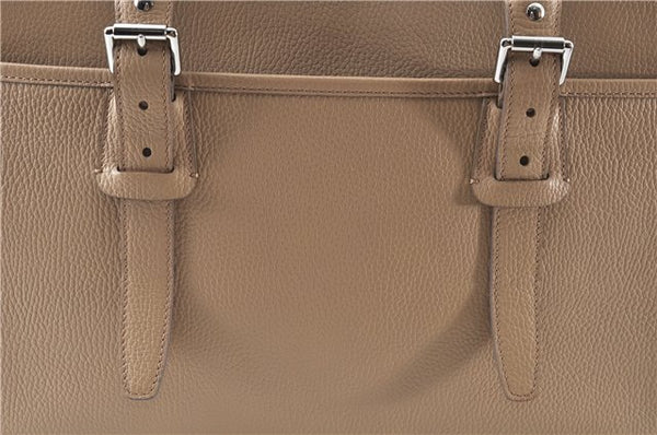 Authentic BURBERRY Vintage Leather Shoulder Tote Bag Beige J8130