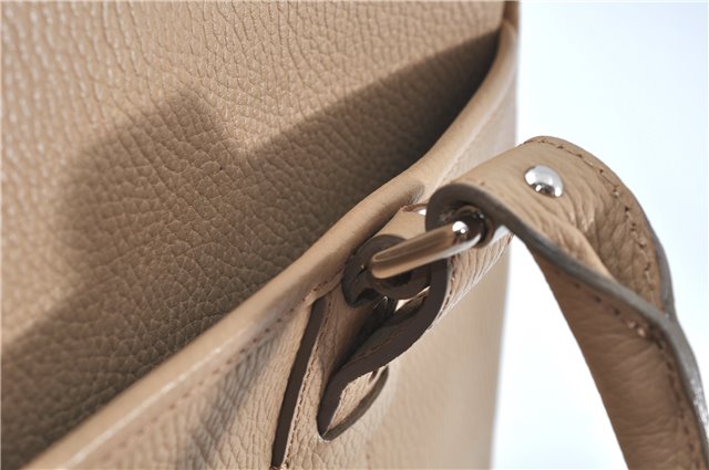 Authentic BURBERRY Vintage Leather Shoulder Tote Bag Beige J8130