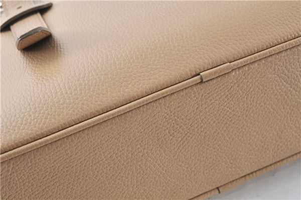 Authentic BURBERRY Vintage Leather Shoulder Tote Bag Beige J8130