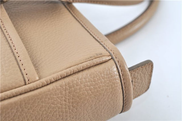 Authentic BURBERRY Vintage Leather Shoulder Tote Bag Beige J8130
