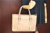 Authentic BURBERRY Vintage Leather Shoulder Tote Bag Beige J8130