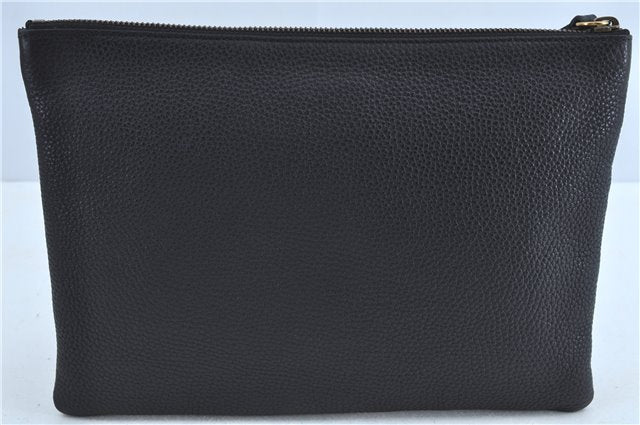 Authentic GUCCI Animalier Clutch Hand Bag Purse Leather Black J8144