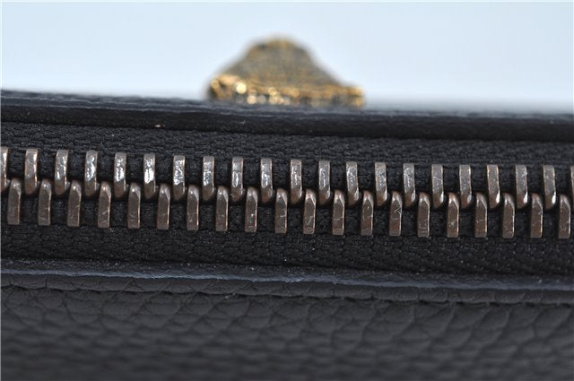 Authentic GUCCI Animalier Clutch Hand Bag Purse Leather Black J8144