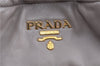 Authentic PRADA Leather Nappa Shoulder Tote Bag Purse Gray Beige J8146