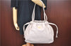 Authentic PRADA Leather Nappa Shoulder Tote Bag Purse Gray Beige J8146