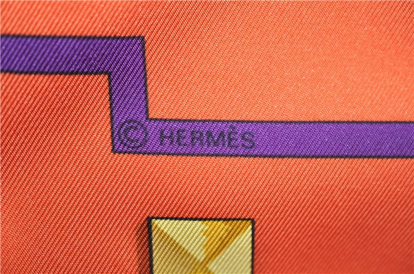 Authentic HERMES Carre 90 Scarf "LES CLES THE KEYS RARE" Silk Orange Box J8157