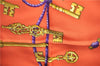 Authentic HERMES Carre 90 Scarf "LES CLES THE KEYS RARE" Silk Orange Box J8157