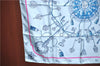 Auth HERMES Carre 90 Scarf "LES CLES THE KEYS RARE" Silk Light Blue Box J8158