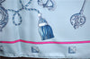 Auth HERMES Carre 90 Scarf "LES CLES THE KEYS RARE" Silk Light Blue Box J8158