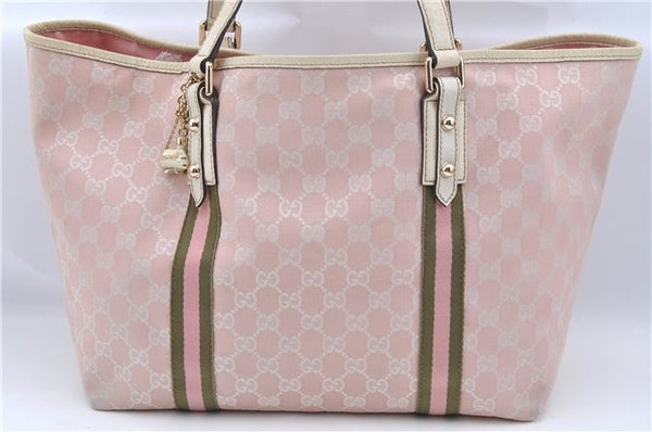 Auth GUCCI Sherry Line Shoulder Tote Bag GG Canvas Leather 139260 Pink J8191