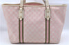 Auth GUCCI Sherry Line Shoulder Tote Bag GG Canvas Leather 139260 Pink J8191